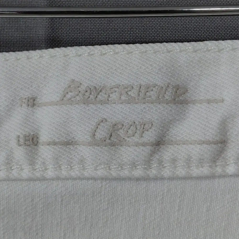 Eddie Bauer White Boyfriend Stretch Jeans Women Relaxed Denim Size 6